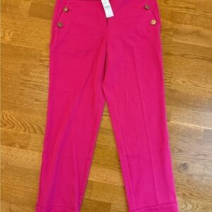 Bright Pink Button-Accent Pants